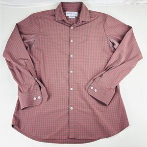 Mizzen+Main Leeward Shirt Mens Large Trim Red Gray Check Long Sleeve
